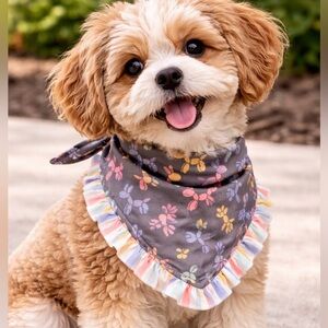 🐾Colorful Dog Bandana with Ruffle Trim